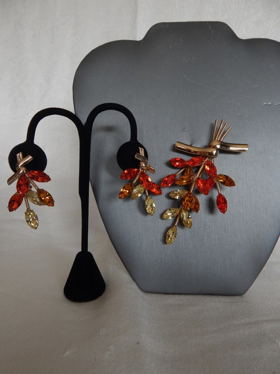 NAPIER Rhinestone Pin & Earrings - 1955 Pieces