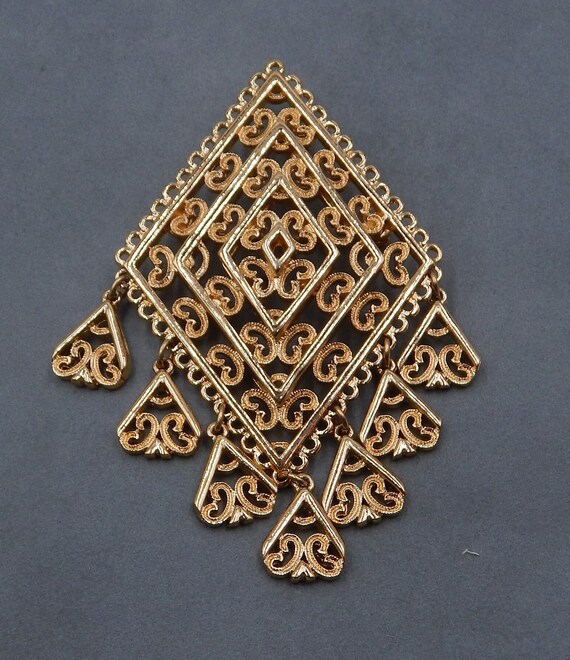 MONET Dramatic Statement Filigree Pin Brooch - St… - image 2