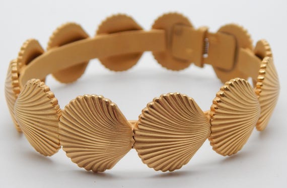 Vintage Whiting & Davis Seashell Clamper Bracelet… - image 4