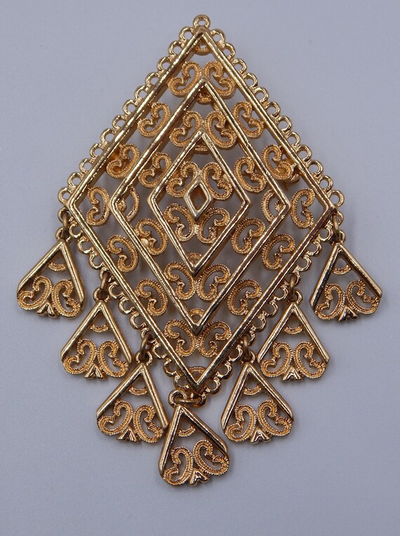 MONET Dramatic Statement Filigree Pin Brooch - St… - image 3