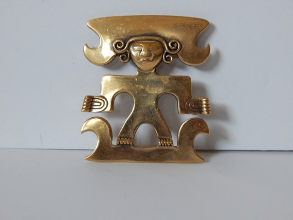 TRIFARI Aztec Mayan Stylized Pin Brooch - Abstract - image 2