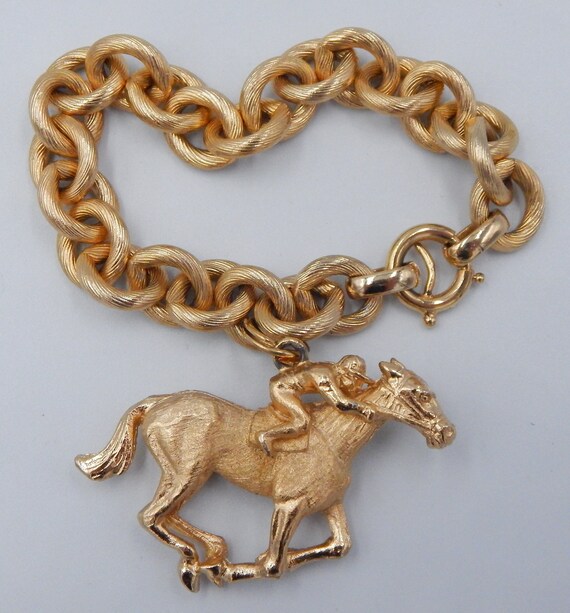 NAPIER Jockey on Horse Charm Bracelet - Kentucky … - image 2