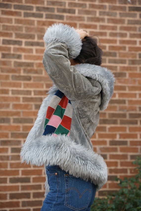 Window Pane - 1970s Grey, Multicolor Patchwork, V… - image 10