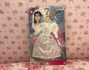 80s, Rare, Dream Bride, My Dream Wedding, Doll Dress, Barbie, long sleeves, vintage lace dress, Deadstock NWT