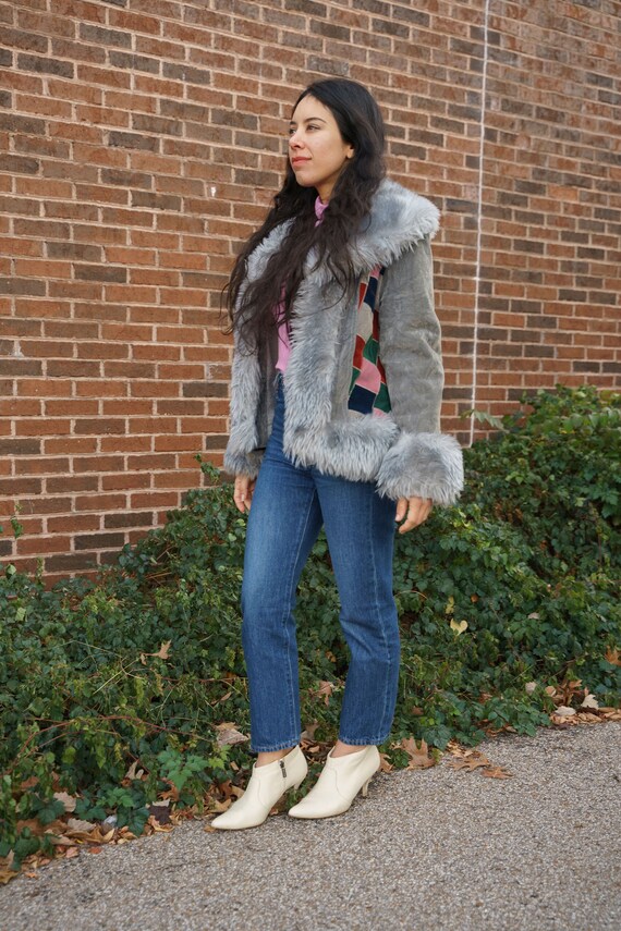 Window Pane - 1970s Grey, Multicolor Patchwork, V… - image 8