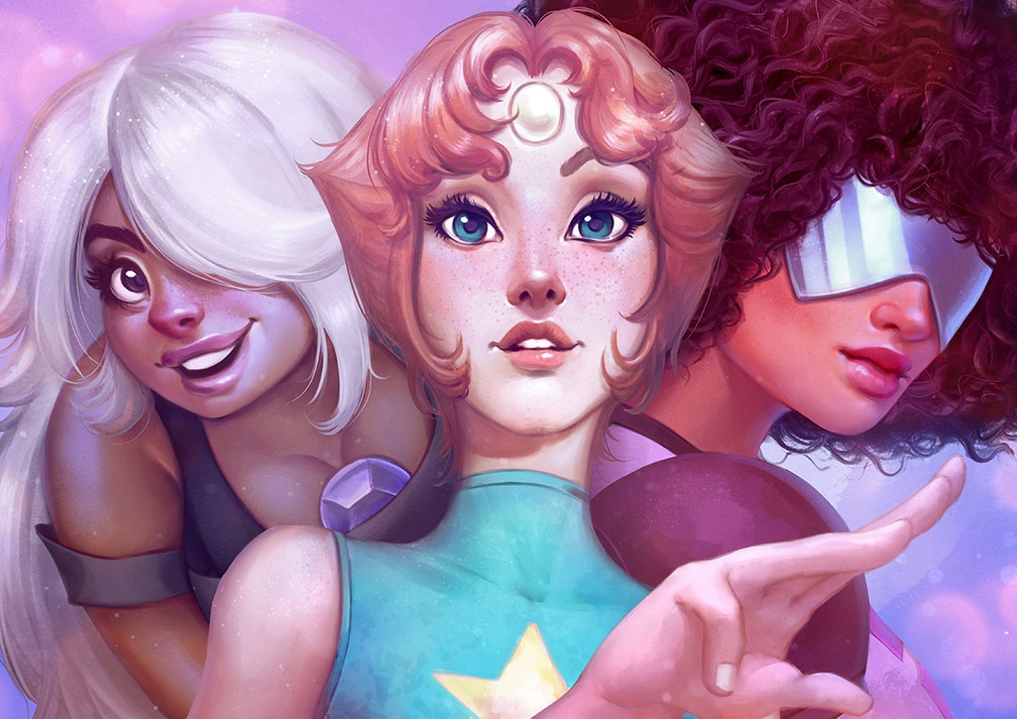 Crystal Gems Art Print Etsy