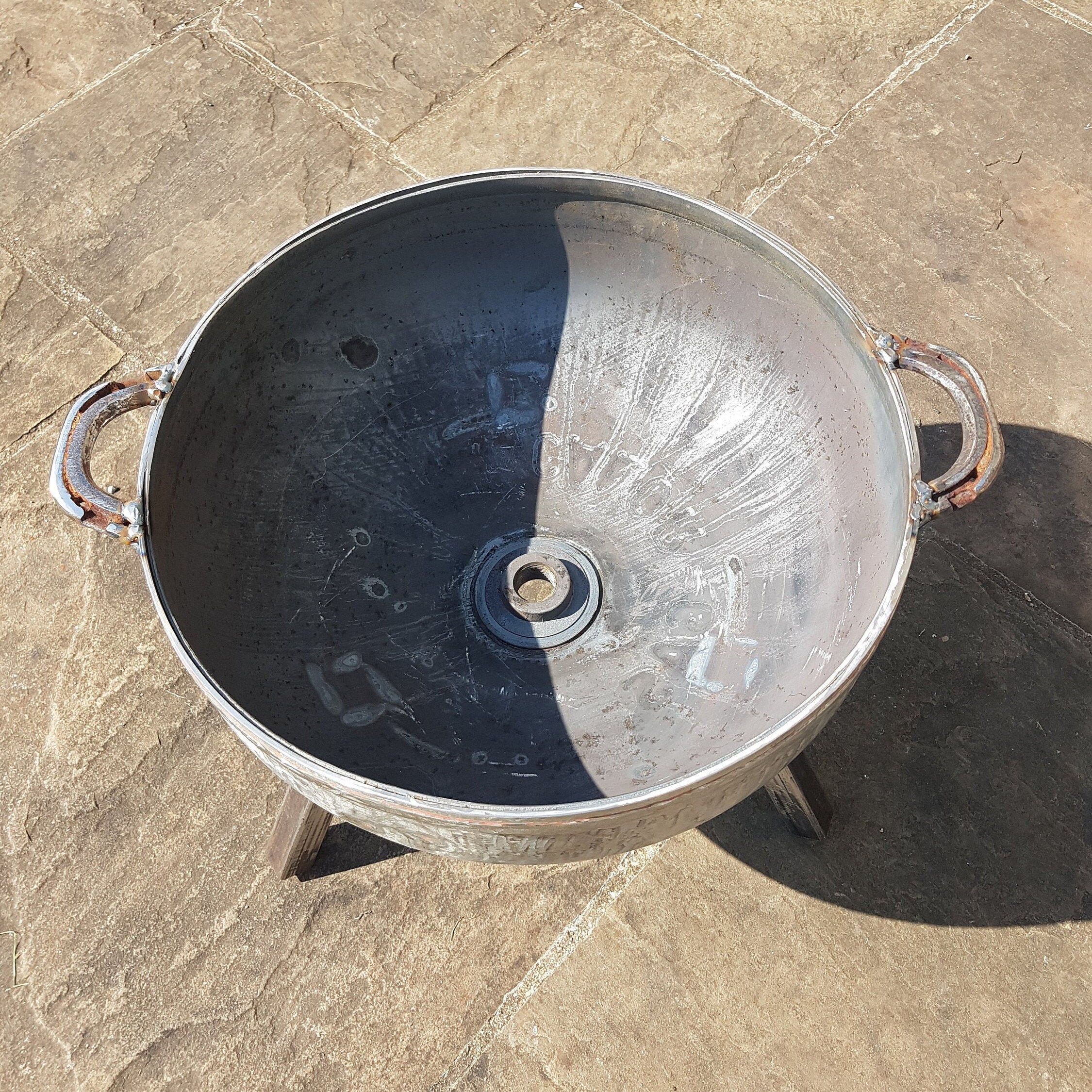 Silver Cauldron Fire Bowl Recycled Steel Heavy Duty Etsy