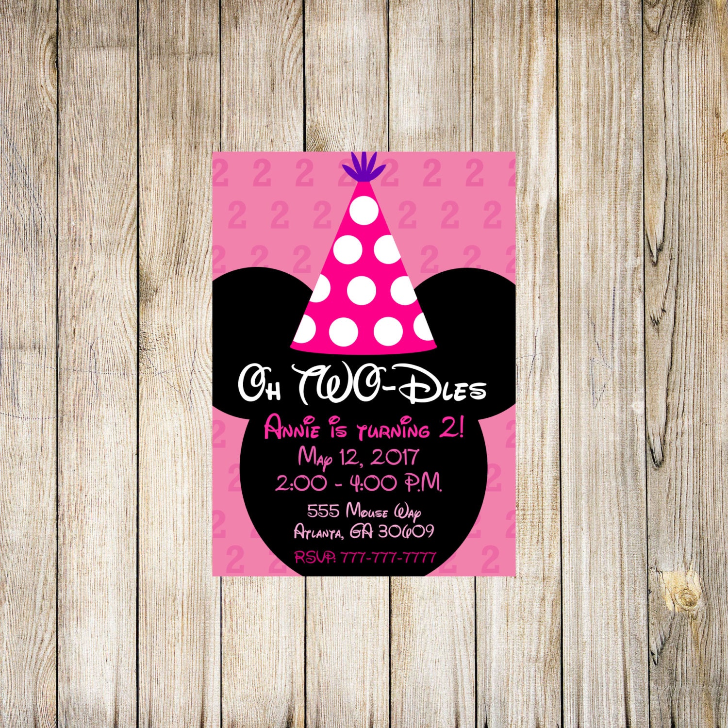 Oh Two-dles Minnie Mouse Invitation | Etsy