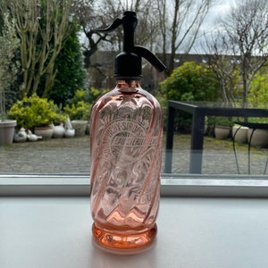 Stunning pink French seltzer bottle, early 1920's