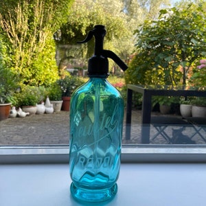 Beautiful turquois French seltzer bottle - early 1920&#39;s