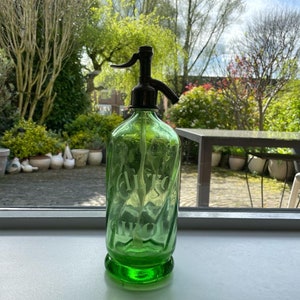 Magnificent spring-green Swiss seltzer bottle , late 1930’s