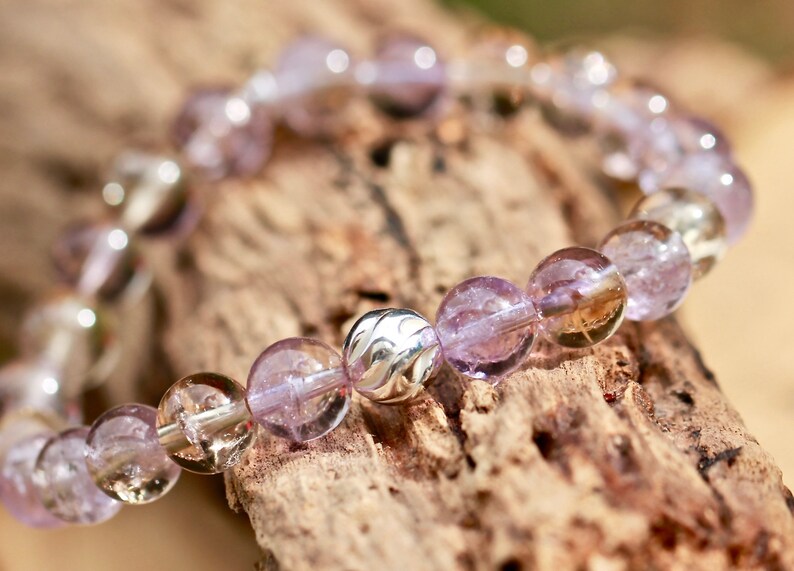 Sterling Silver Gemstone Bracelet Ametrine Stone Crystals For Spiritual and Intellectual Energies.