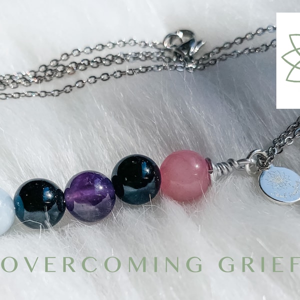 Overcoming Grief Gemstone Necklace, Crystals for Bereavement, Crystals For Coping With Loss, Gemstone Pendant Necklace.