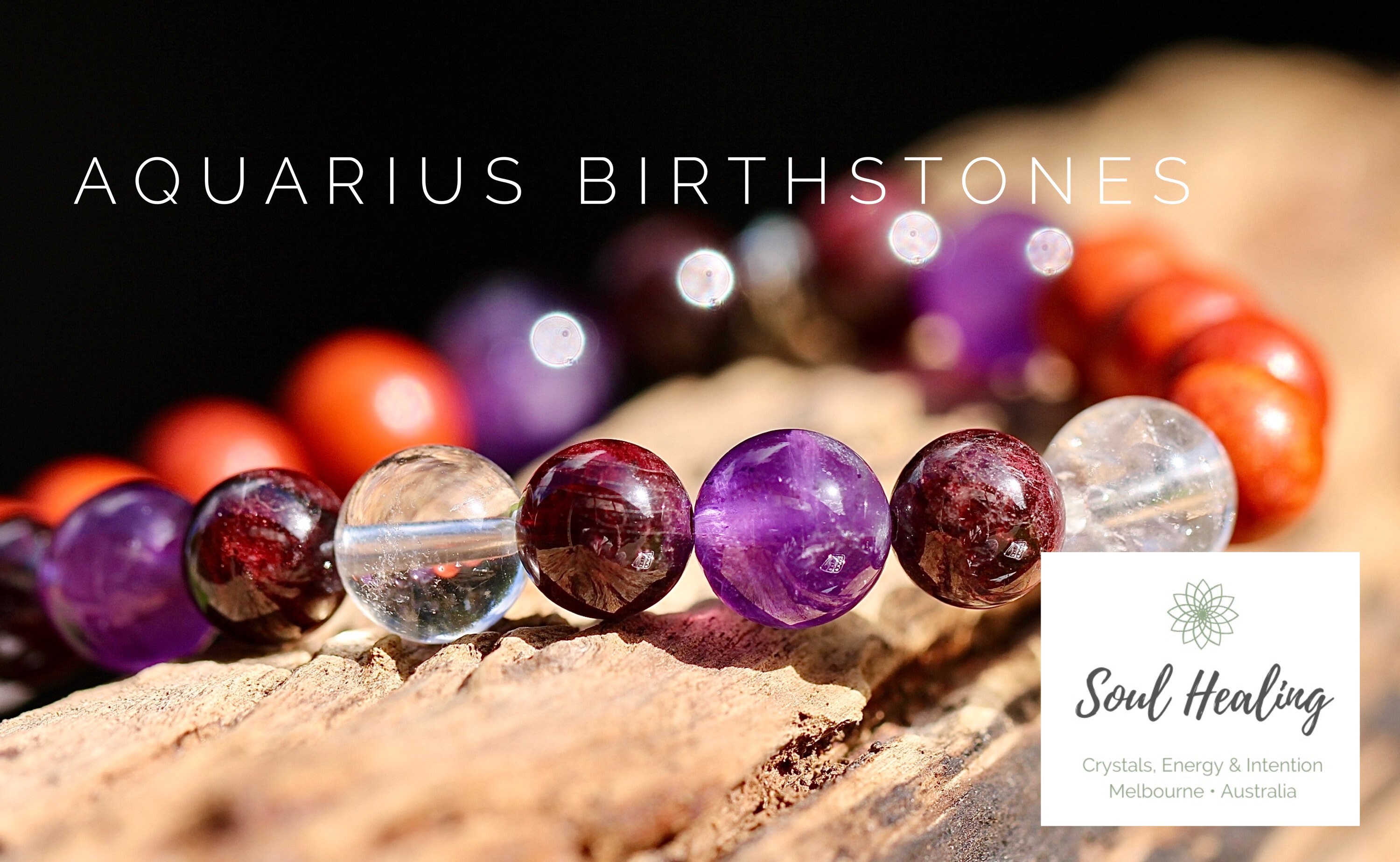 Aquarius Birthstone Bracelet, Amethyst Stones, Garnet Stones