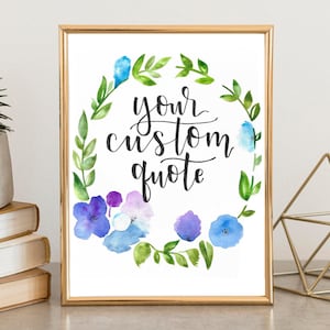 Citation aquarelle peinte à la main personnalisée | Conception de couronne | Idée cadeau personnalisée Calligraphie Art mural Peinture faite main Typographie Décoration d'intérieur