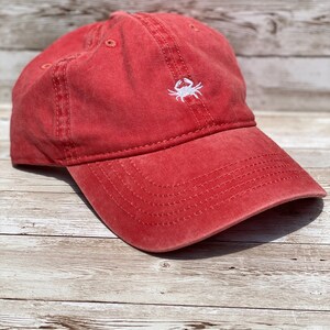 Crab Hat | Embroidered Crab Baseball Cap | Monogrammed Hat | Custom Beach Hat | Low Profile Baseball Cap | Valentine's Day Gift for Her