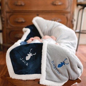 Personalized blanket, personalized baby blanket, Embroidered Sherpa blanket, Embroidered monogram blanket, monogrammed Sherpa blanket