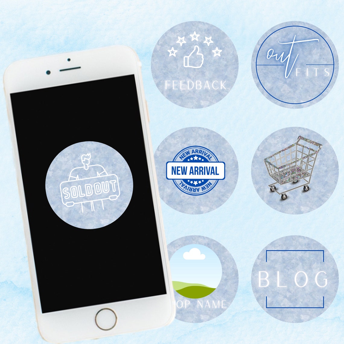 40 Instagram Highlight Covers Spring Blue Boutique Etsy