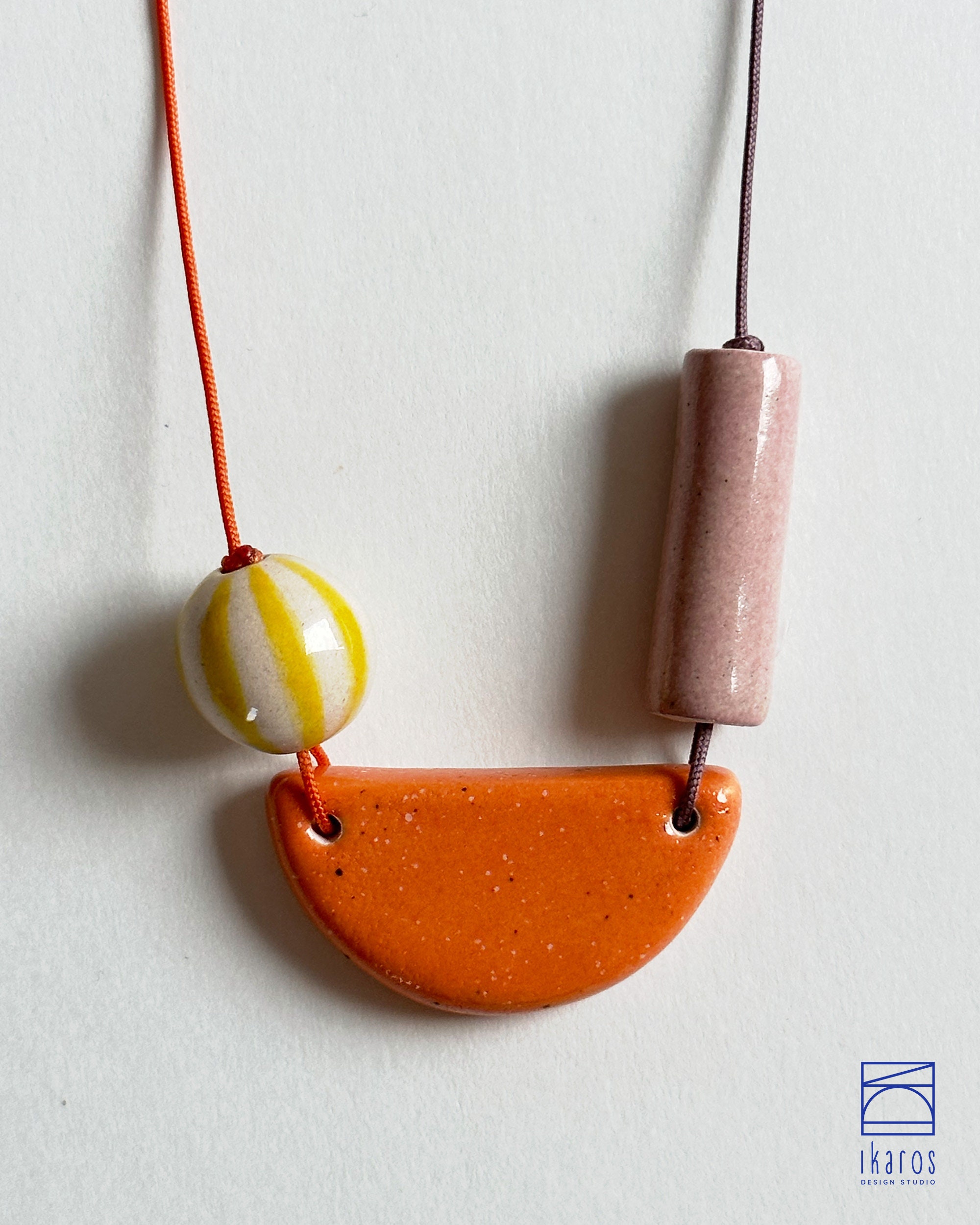 Asymmetrical Colorful Ceramic Statement Necklace, Artisan-made Unique ...