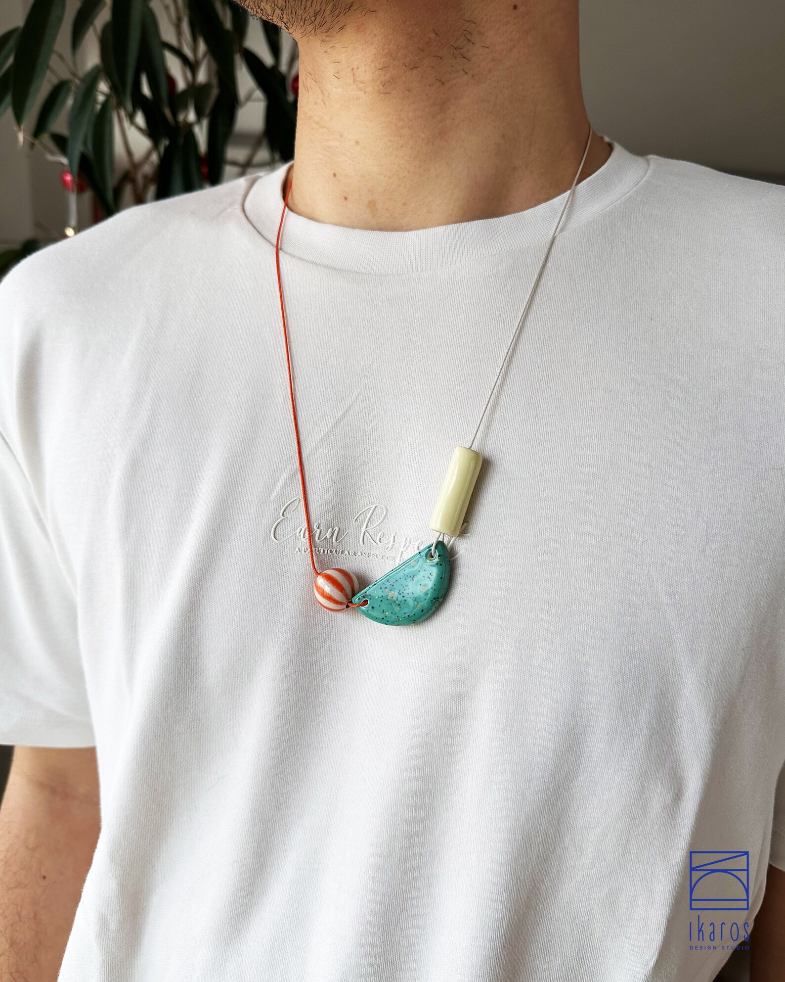 Asymmetrical Colorful Ceramic Statement Necklace, Artisan-made Unique ...