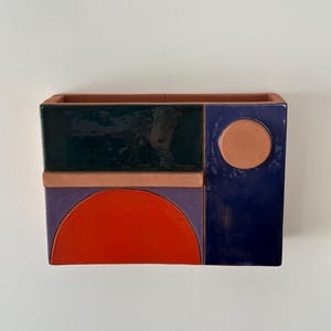 Rectangle Handmade Terracotta Ceramic Wall Hanging Planter with Color Choices