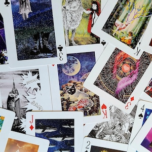 Rad Cat Playing Cards - illustrated playing cards, digital collage, art deck of cards