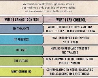 Let It Go And Take Action - What You Can Control -Mental health poster - Therapist resources - Therapy tools - Mental health art - CBT - DBT
