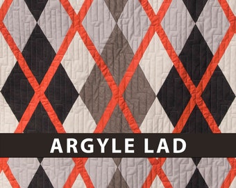 Argyle Lad Krista Moser Patterns, Mens Quilt, Modern Quilt Pattern, Uses CGR60DIA Ruler, Printed Pattern, Free Shipping USA