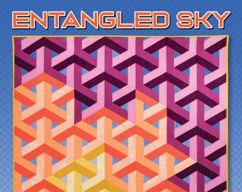 Entangled Sky, Krista Moser Patterns, Escher Quilt Pattern, 3D Quilting Pattern, Uses Large 60 Degree Diamond Ruler, Digital Download
