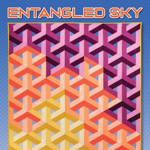 Entangled Sky Krista Moser Patterns, Escher Quilt Pattern, Modern Quilt Pattern, Uses Large 60 Degree Diamond Ruler, Printed, Free Ship USA