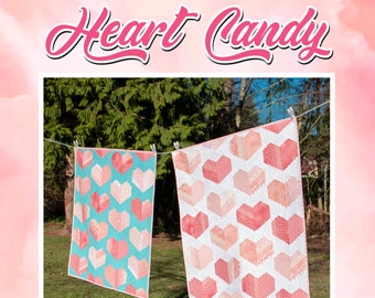 Heart Candy, Krista Moser Patterns, Heart quilt. Modern Quilt Pattern, Uses CGR60DIAMINI Ruler, Digital Download Only