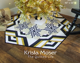 Gilded Christmas Tree Skirt, Krista Moser Patterns, Modern Quilt Pattern, Uses Large 60 Degree Diamond Ruler, Digital Download