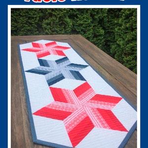 Twirl N Spin Table Runner, Krista Moser Patterns, Cut Loose Press, Modern Quilt Pattern, Large 60 Degree Diamond Ruler, Print, Free Ship USA