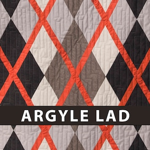 Argyle Lad, Krista Moser Patterns, Modern Quilt Pattern, Use Large 60 Degree Diamond Ruler, Digital Download