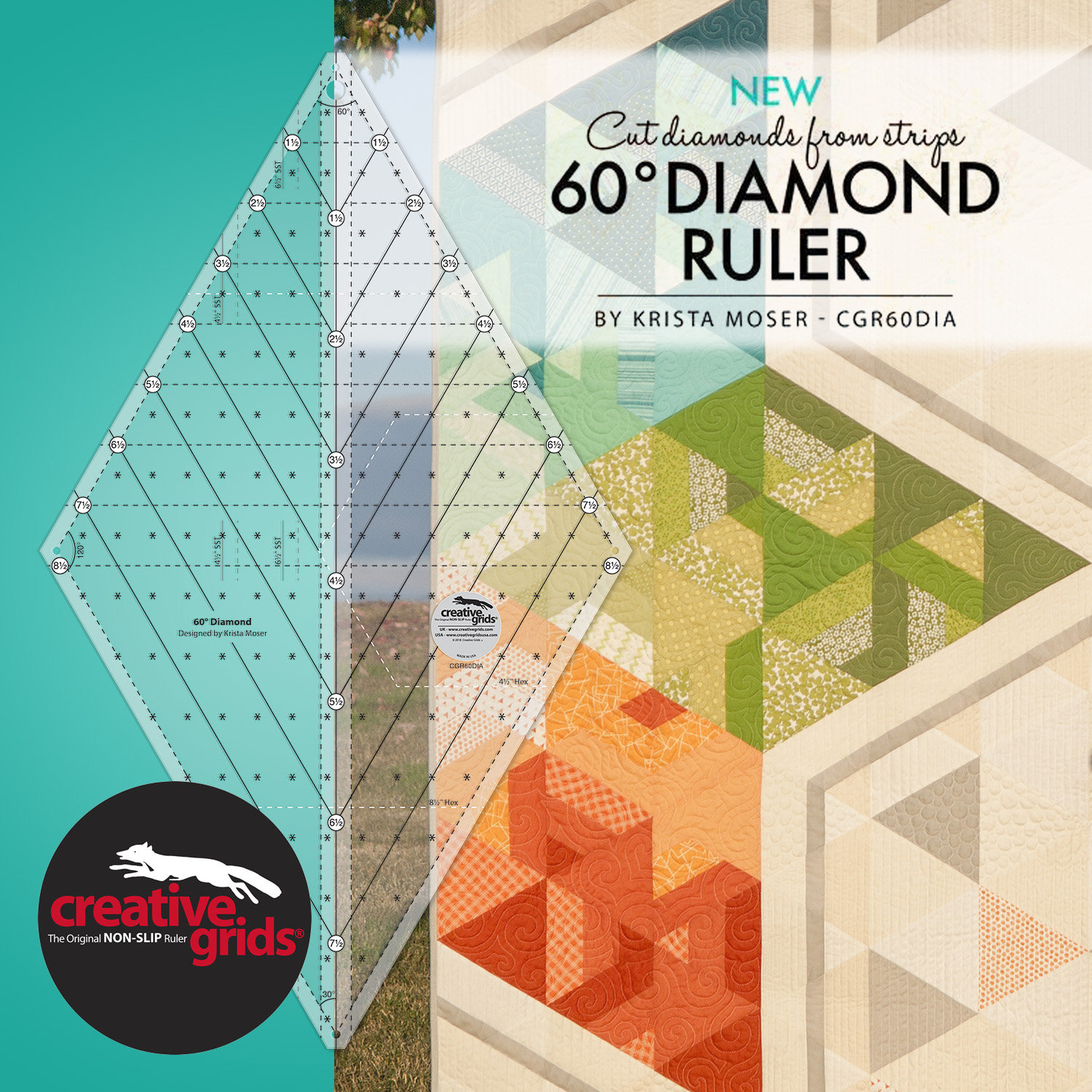 Creative Grids 60 Degree Diamond Ruler by Krista Moser Etsy
