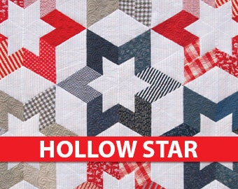 Hollow Star, Krista Moser Modern Quilt Patterns, Uses Large 60 Degree Diamond Ruler, Printed Pattern: Free Shipping USA