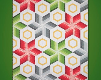 Champagne and Pearls, Krista Moser Patterns, Modern Quilt Pattern, Large 60 Degree Diamond Ruler, Printed Pattern, Updated, Free Ship USA