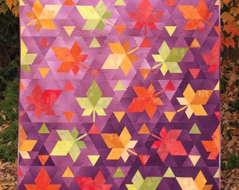 Fall Foliage, Krista Moser Modern Quilt Pattern, 60 Degree Diamond Mini Ruler, Printed Pattern