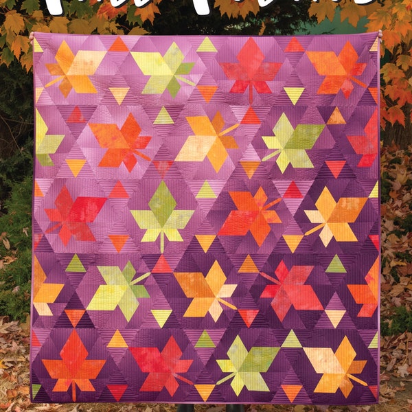 Fogliame autunnale, modello trapunta moderna Krista Moser, utilizza mini righello a diamante da 60 gradi, modello stampato, spedizione gratuita USA