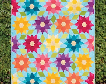 Dancing Dahlias, Krista Moser Modern Quilt Pattern, Uses CGR60DIATINY Ruler, Digital Download