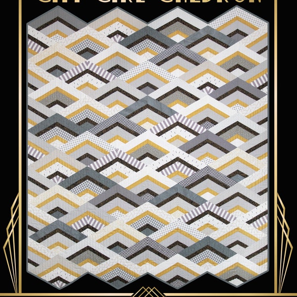 City Girl Chevron,  Krista Moser Patterns, Modern Chevron Quilt, Modern Quilt Pattern, Large 60 Degree Diamond Ruler, Three Sizes, Digital