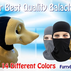 Unsere beste Qualität Balaclava für Furry Fursuiting oder Cosplay - 14 Farben - Perforiert zur Belüftung