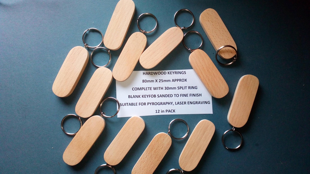 Pyrography Key Rings Easy 12-hardwood Blank Keyrings: 30mm Split Ring, Pyrography, Laser ...