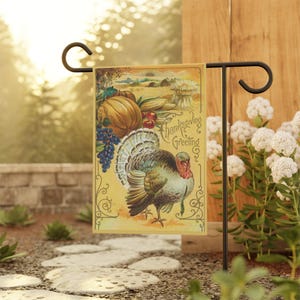 Glad Thanksgiving Vintage kalkonpumpor Cornucopia trädgårdsflagga