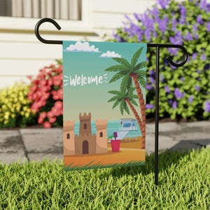 Decorazione con bandiera per giardino, spiaggia, castello di sabbia, oceano e cortile, per l&#39;estate