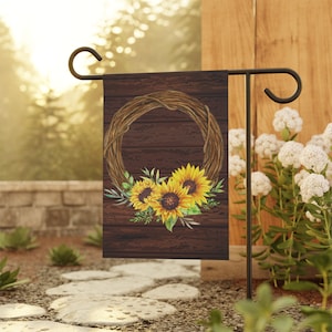 Bandiera rustica dell&#39;iarda del giardino della corona del girasole