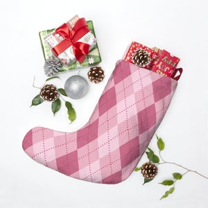 Pink Argyle Christmas Stocking