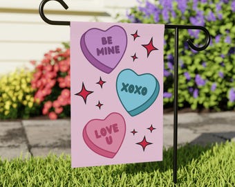 Valentines Day Conversation Candy Hearts Garden Yard Flag Decoration