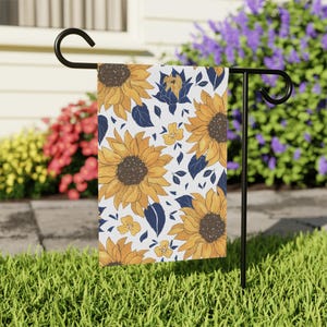 Sunflowers Floral Navy Blau Willkommen Garten Hof Flagge Dekoration