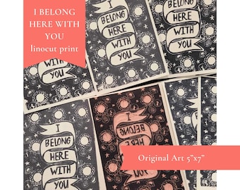 I Belong Here With You Relief Print Art for Moms